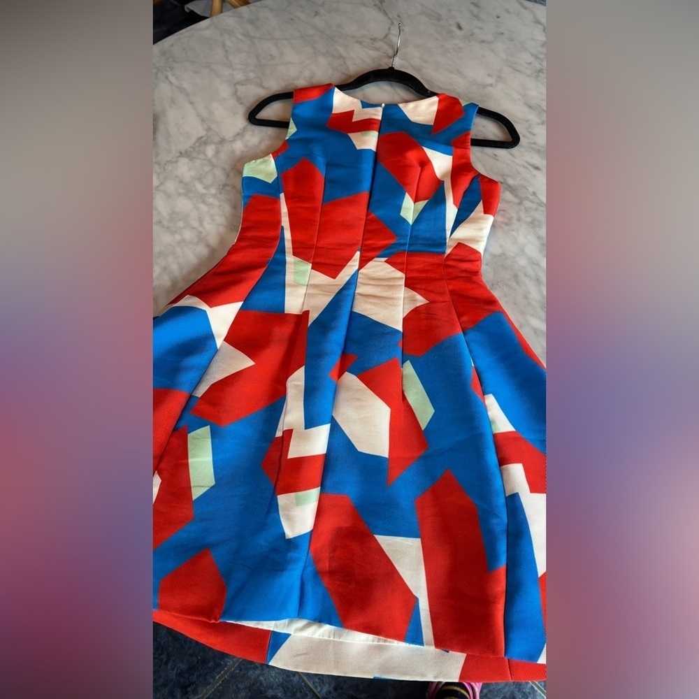 Geometric print sleeveless dress size S non stretch - Picture 4 of 15